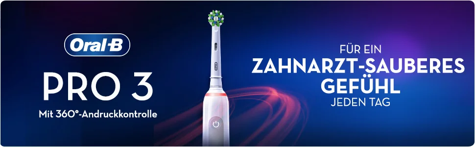 Oral-B Pro 3, Mit 360-Andruckkontrolle, Fur ein zahnaarzt-sauberes gefuhl Jeden Tag.