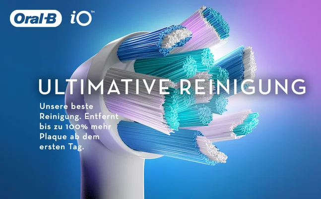 Oral-B iO. Ultimate reinigung, unsere beste Reinigung. Entfernt bis zu 100% mehr Plaque ab dem ersten Tag.