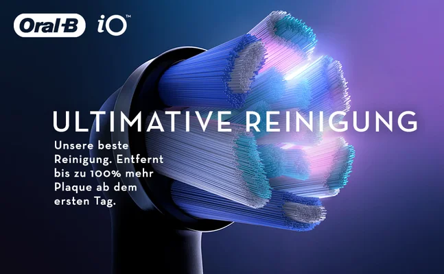 Oral-B iO. Ultimative Reinigung, Unsere beste reinigung. Entfernt bis zu 100% mehr Plaque ab dem aersten Tag
