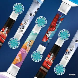 Oral-B Aufsteckbürsten für Kinder mit verschiedenen Disney-Figuren wie Findet Nemo, Eiskönigin, Rapunzel und Spiderman.