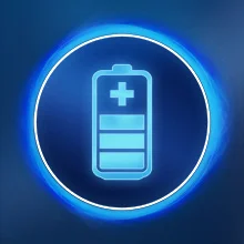 Oral-B Akku-Symbol mit blauem Leuchten, das die Akkulaufzeit oder den Ladestatus anzeigt.