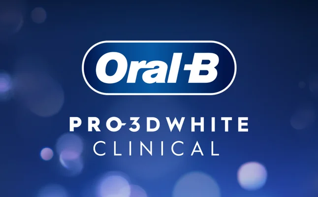 Oral-B Logo mit der Überschrift Pro 3D-White Clinical