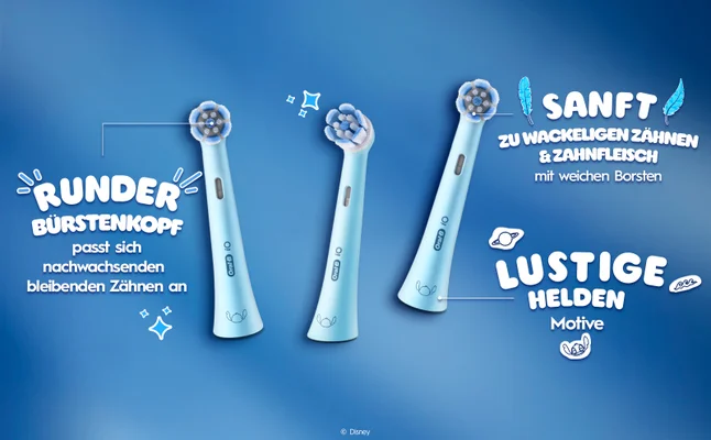 3 iO Aufsteckbürsten zeigen die Vorteile.