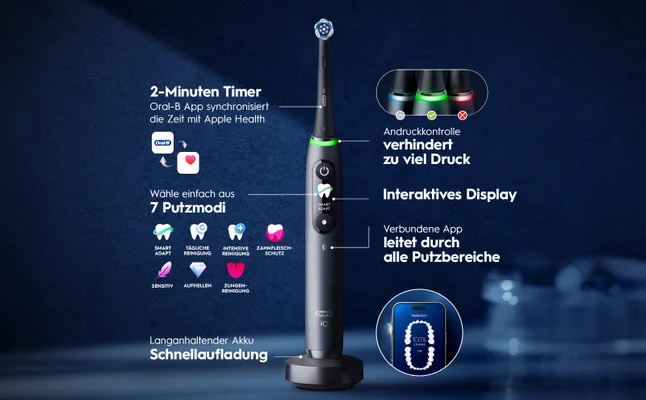 Elektrische Zahnbürste mit 7 Putzmodi, Timer, Andruckkontrolle und App-Verbindung