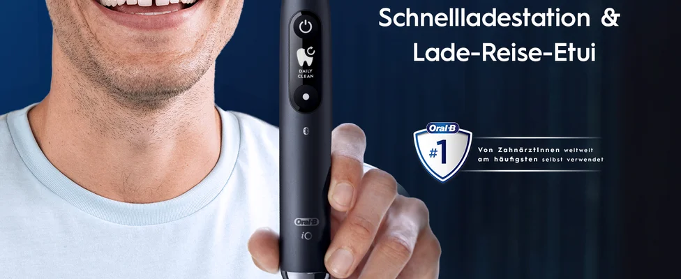 Oral-B iO 9 elektrische Zahnbürste Funktionen: Putzmodi, Display, Ladegerät, Timer, Akku und Zahnfleischsensor.