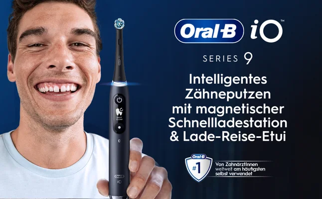 Oral-B iO Series 9 Zahnbürste mit magnetischem Ladegerät & Reiseetui. Nr. 1 Marke von Zahnärzten verwendet.