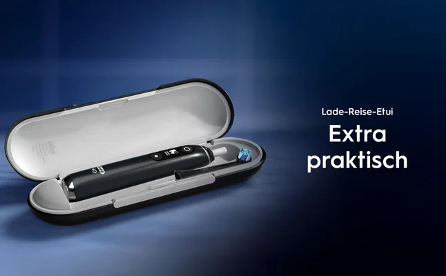 Oral-B iO 9 Lade-Reiseetui für elektrische Zahnbürste für zusätzlichen Komfort.