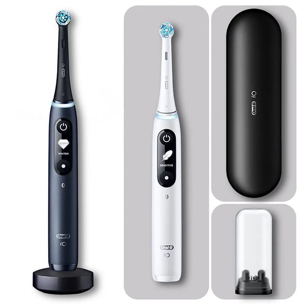 Oral-B iO 7 Duo Elektrische Zahnbürsten, Reiseetui, white alabaster/black onyx Bild 1