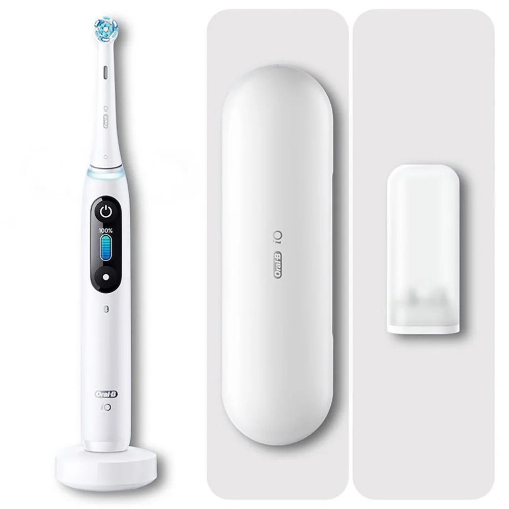 Oral-B iO 8 Elektrische Zahnbürste, Reiseetui, white alabaster Bild 1