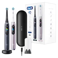 Oral-B iO 9 Duo Elektrische Zahnbürsten, Lade-Reiseetui, black onyx/rose quartz
