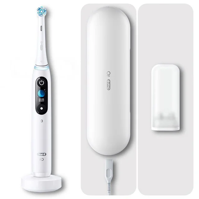 Oral-B iO 9 Elektrische Zahnbürste, Lade-Reise-Etui, white alabaster