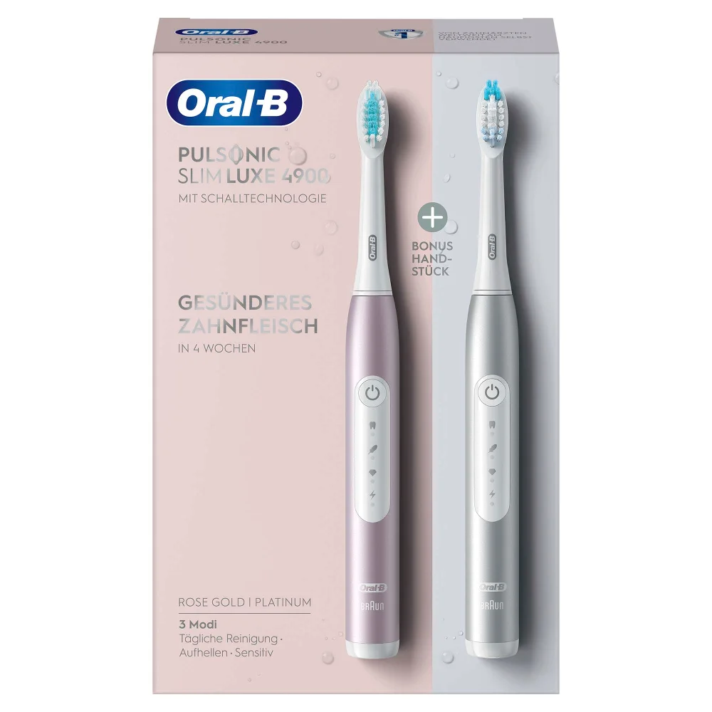 Pulsonic Slim Luxe 4900 Doppelpack Elektrische Schallzahnbürste, platin/rosegold Bild 1