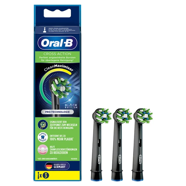 Oral-B CrossAction Aufsteckbürsten, schwarz, 3 Stück
