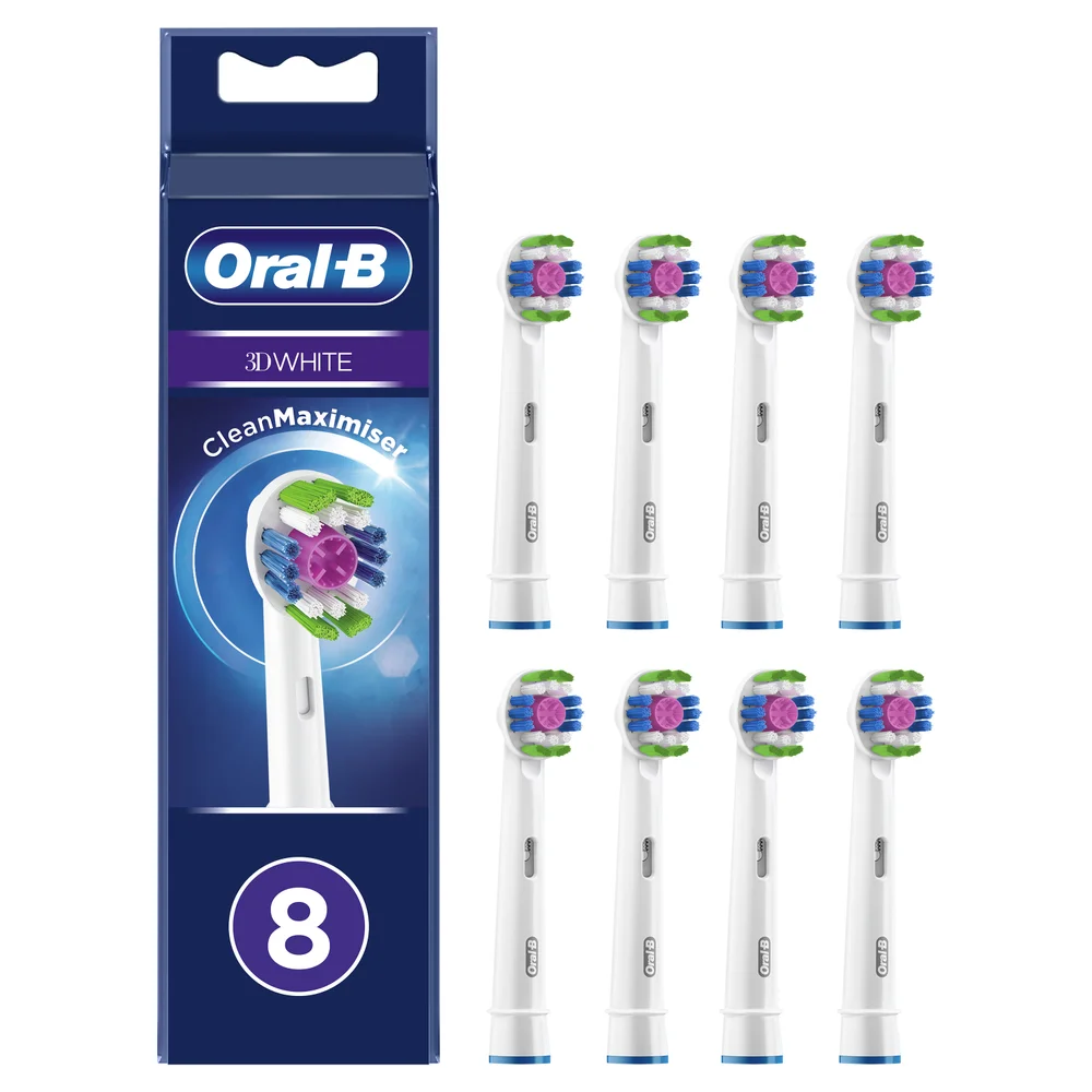 Oral B 3D White Brush Head with Clean Maximiser, 8 pack Bild 1