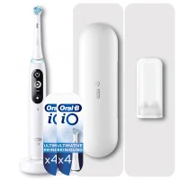 Oral-B iO 7 Elektrische Zahnbürste, Reiseetui, white alabaster