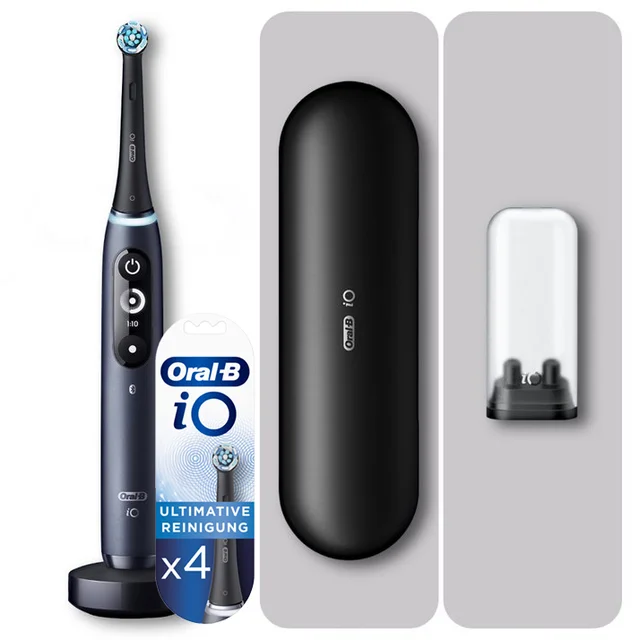 Oral-B iO7 schwarz + iO Ultimative Reinigung Aufsteckbürsten schwarz, 4 Stück