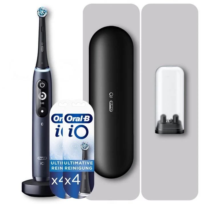 Oral-B iO7 schwarz + iO Ultimative Reinigung Aufsteckbürsten schwarz, 8 Stück Bild 1