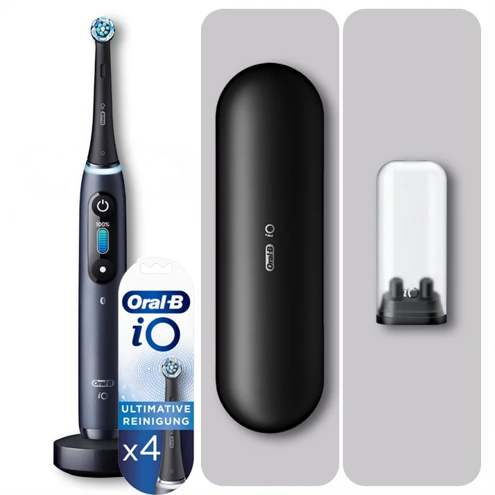 Oral-B iO8 schwarz + iO Ultimative Reinigung Aufsteckbürsten schwarz, 4 Stück Bild 1
