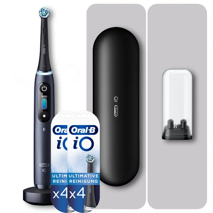Oral-B iO8 schwarz + iO Ultimative Reinigung Aufsteckbürsten schwarz, 8 Stück Bild 1