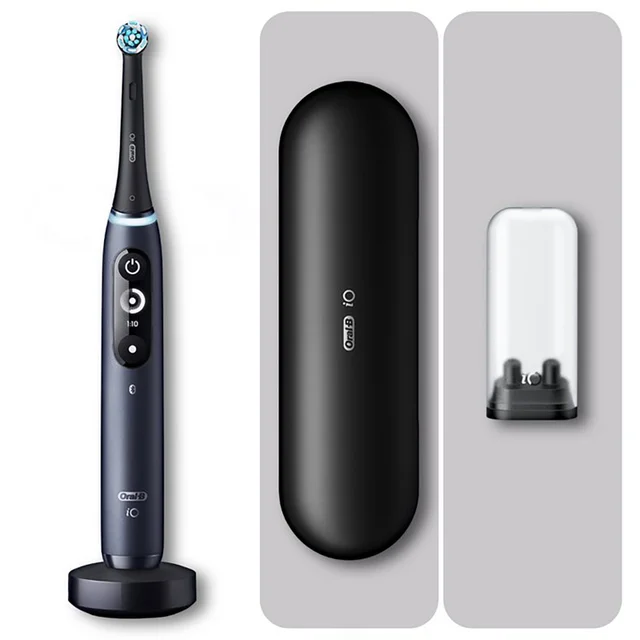 Oral-B iO 7 Elektrische Zahnbürste, Reiseetui, black onyx