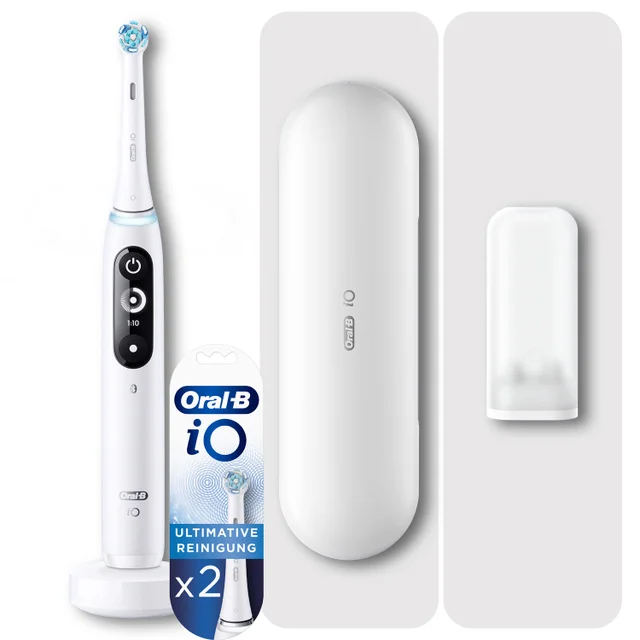 Oral B iO8 Handle & Toothbrush Heads Bundle (Pack of 2) - White