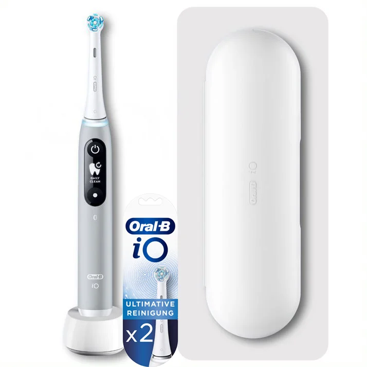 Oral-B iO6 grau + iO Ultimative Reinigung Aufsteckbürsten weiß, 2 Stück Bild 1
