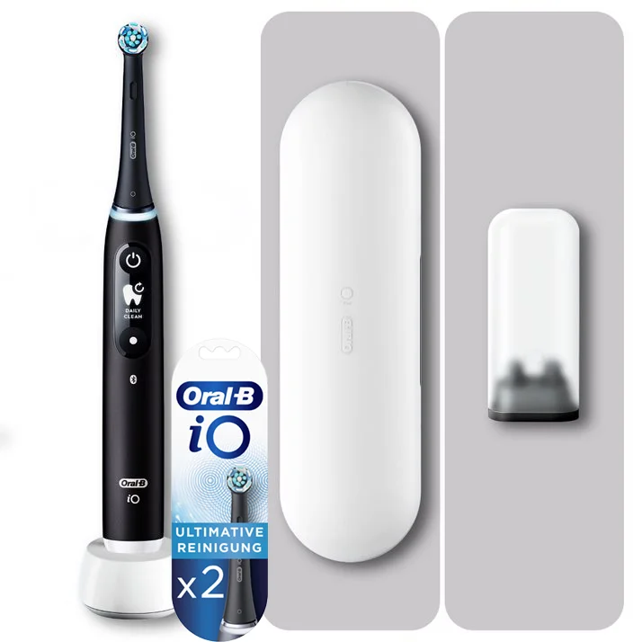 Oral-B iO6 schwarz + iO Ultimative Reinigung Aufsteckbürsten schwarz, 2 Stück Bild 1