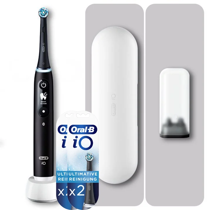 Oral-B iO6 schwarz + iO Ultimative Reinigung Aufsteckbürsten schwarz, 4 Stück Bild 1