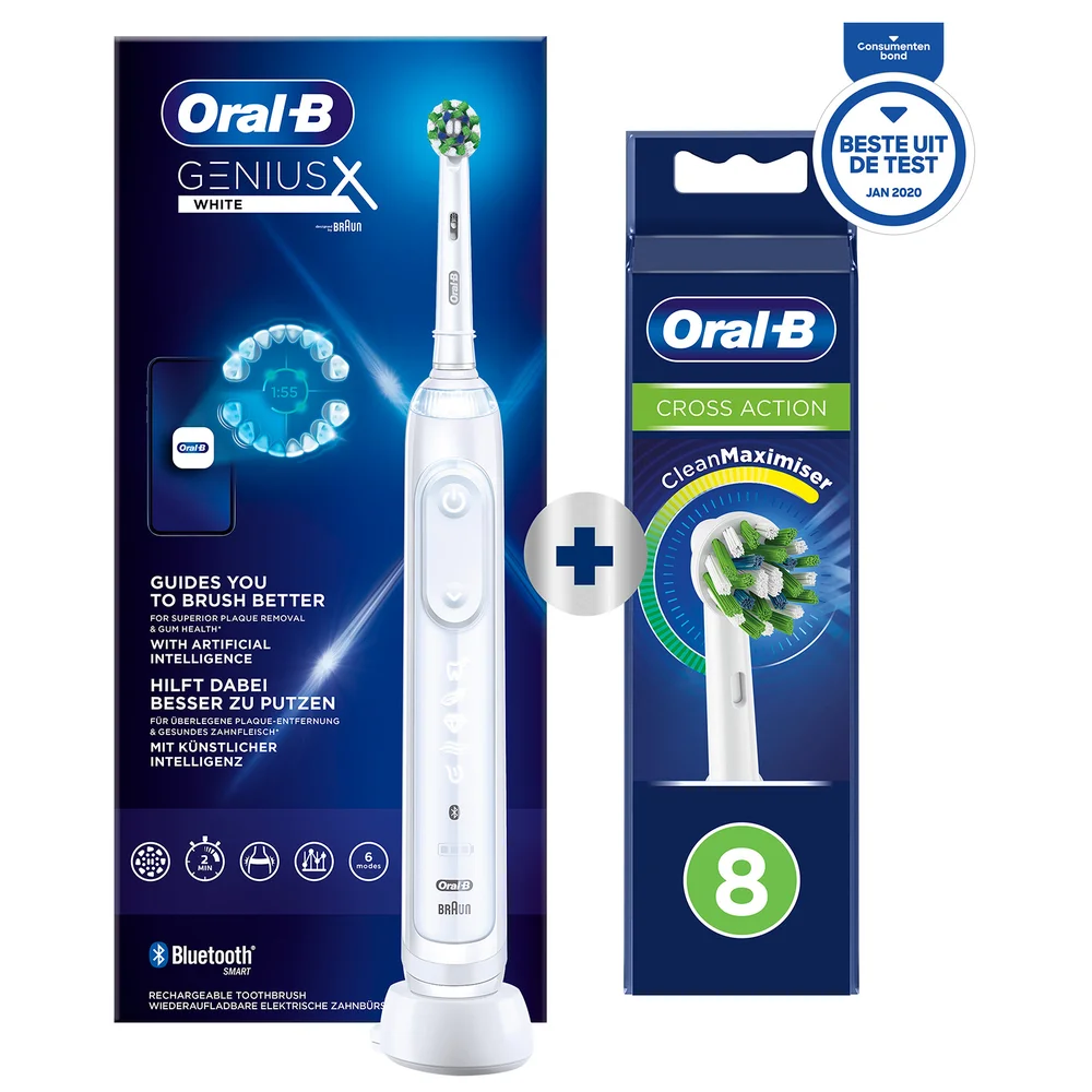 Oral B Genius X Electric Toothbrush - White + 8 Refills Bild 1