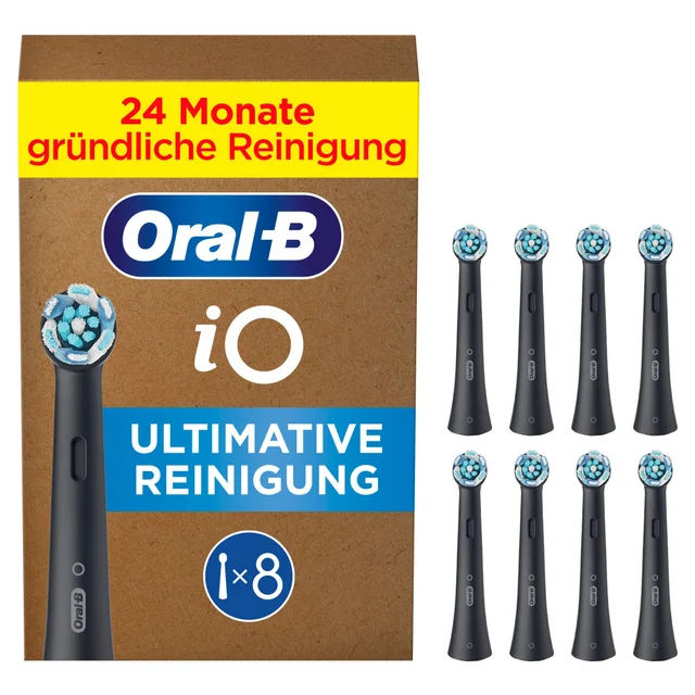 Oral-B iO Ultimative Reinigung, Originale Aufsteckbürsten, Schwarz, 8 Stück