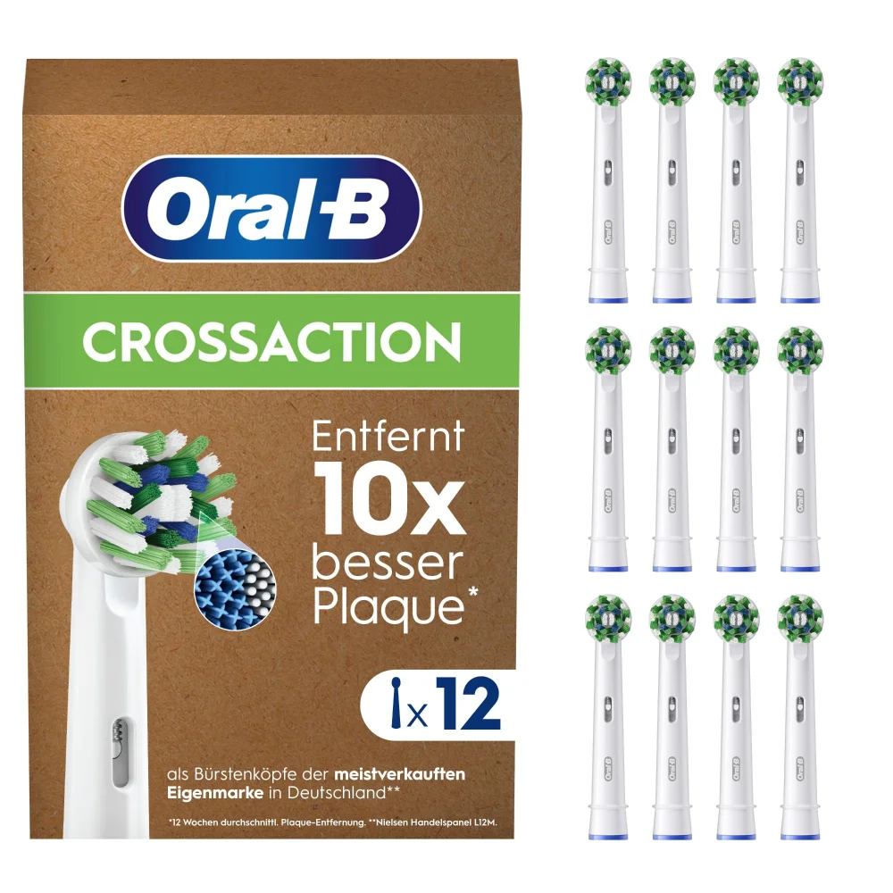 Oral-B CrossAction Aufsteckbürsten für elektrische Zahnbürste, briefkastenfähige Verpackung, 12 Stück Bild 1