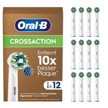 Oral-B CrossAction Aufsteckbürsten für elektrische Zahnbürste, briefkastenfähige Verpackung, 12 Stück