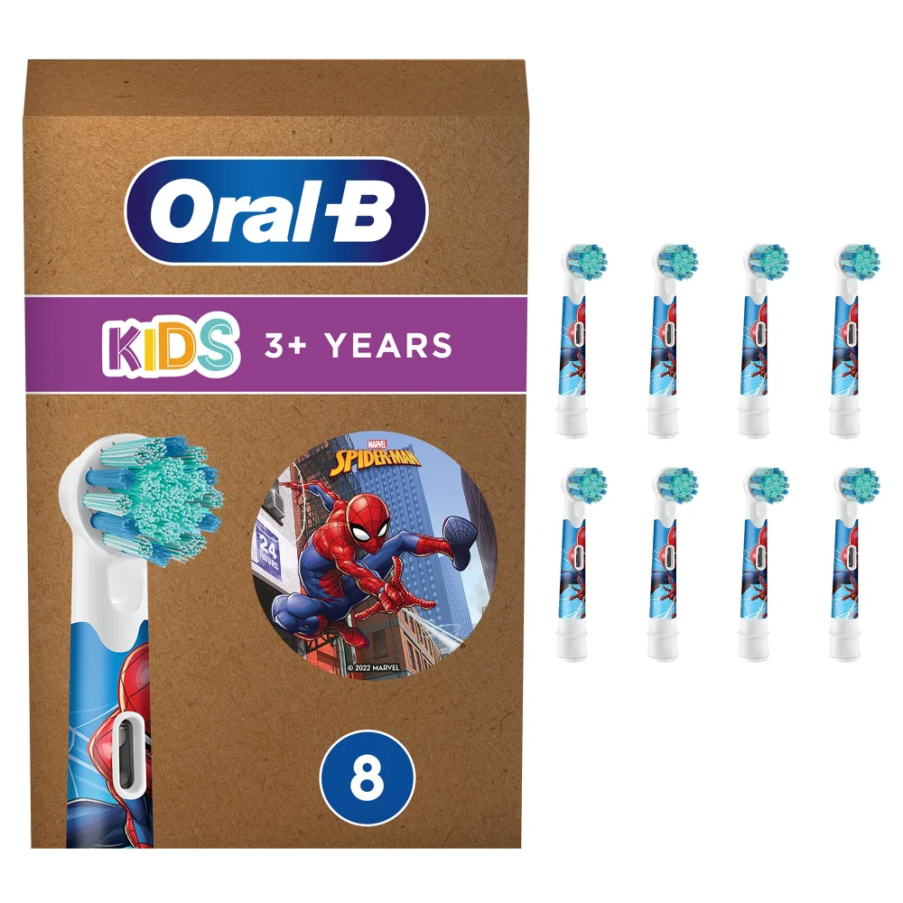 Oral-B Kids Spiderman Aufsteckbürsten, extra weiche Borsten, für Kinder ab 3 Jahren, briefkastenfähige Verpackung, 8 Stück Bild 1