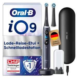 Oral-B iO Series 9 Elektrische Zahnbürste, Lade-Reiseetui, Black Onyx