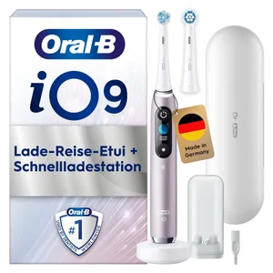 Oral-B iO Series 9 Elektrische Zahnbürste, Lade-Reiseetui, Rose Quartz