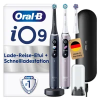 Oral-B iO Series 9 Duopack Elektrische Zahnbürste, Lade-Reiseetui, Black Onyx/Rose Quartz