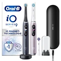 Oral-B iO Series 9 Duopack Elektrische Zahnbürste, Lade-Reiseetui, Black Onyx/Rose Quartz