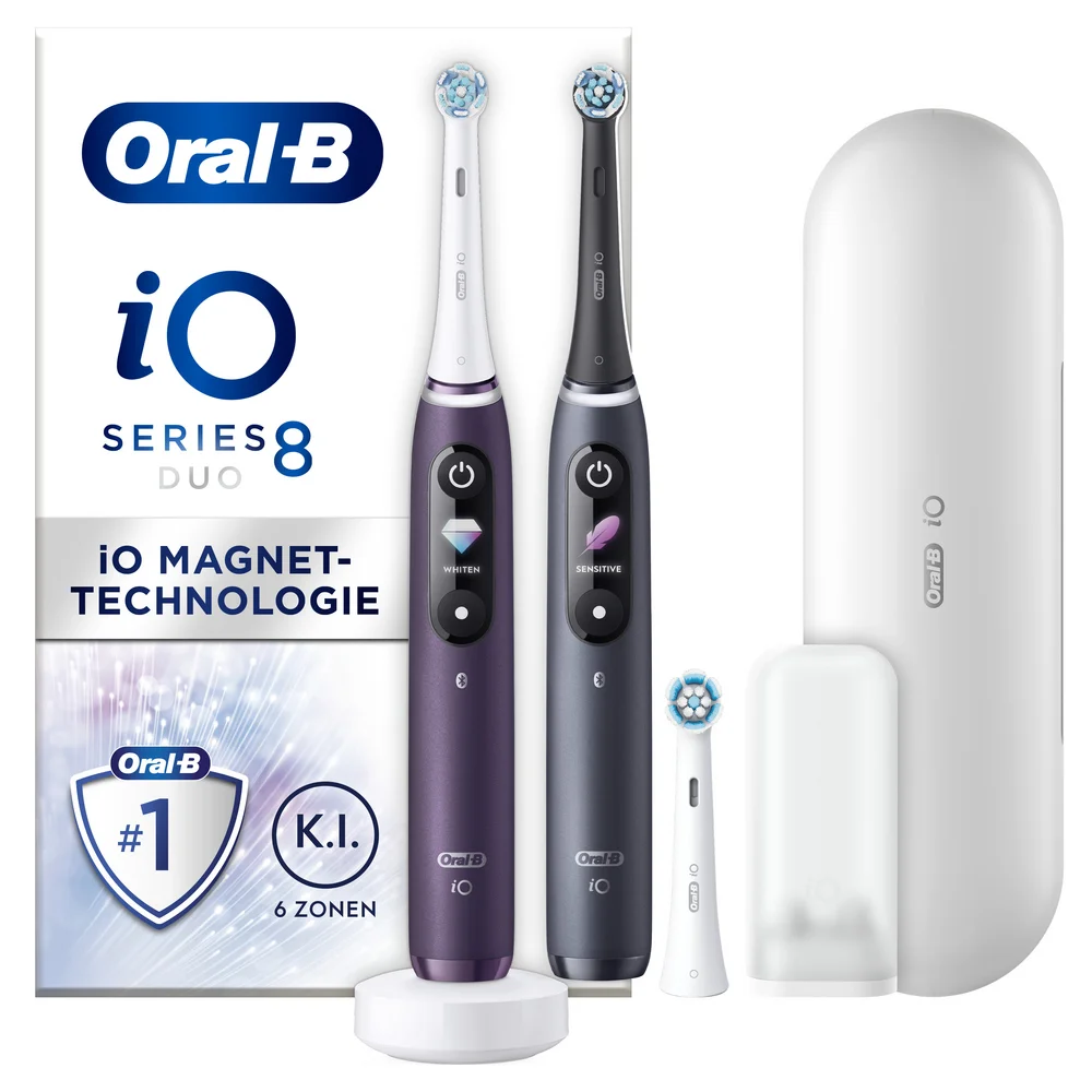Oral-B iO Series 8 Elektrische Zahnbürste Violet Ametrine/Black Onyx mit 2. Handstück Bild 1