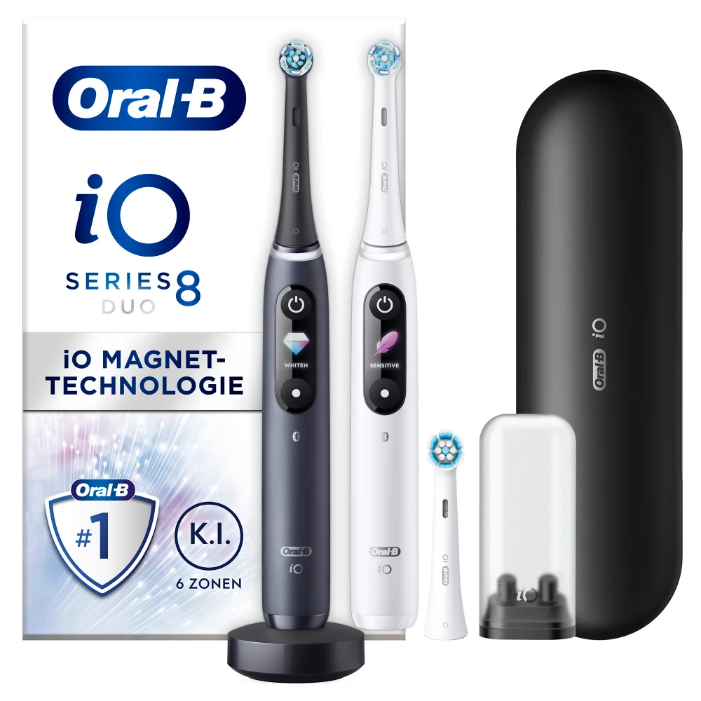 Oral-B iO Series 8 Elektrische Zahnbürste White Alabaster/ Black Onyx mit 2. Handstück Bild 1