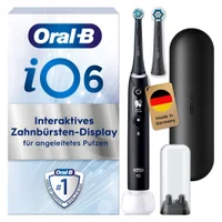 Oral-B iO6 elektrische Zahnbürste mit interaktivem Display und Zubehör.