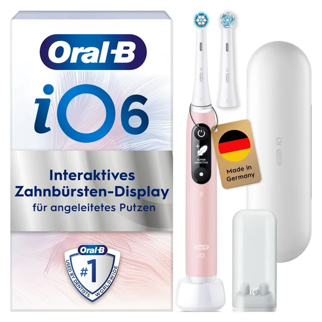 Oral-B iO Series 6 Elektrische Zahnbürste, Reiseetui, Pink Sand