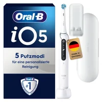 Oral-B iO5 elektrische Zahnbürste, weiß, mit 5 Putzmodi, Ladebasis & Etui.