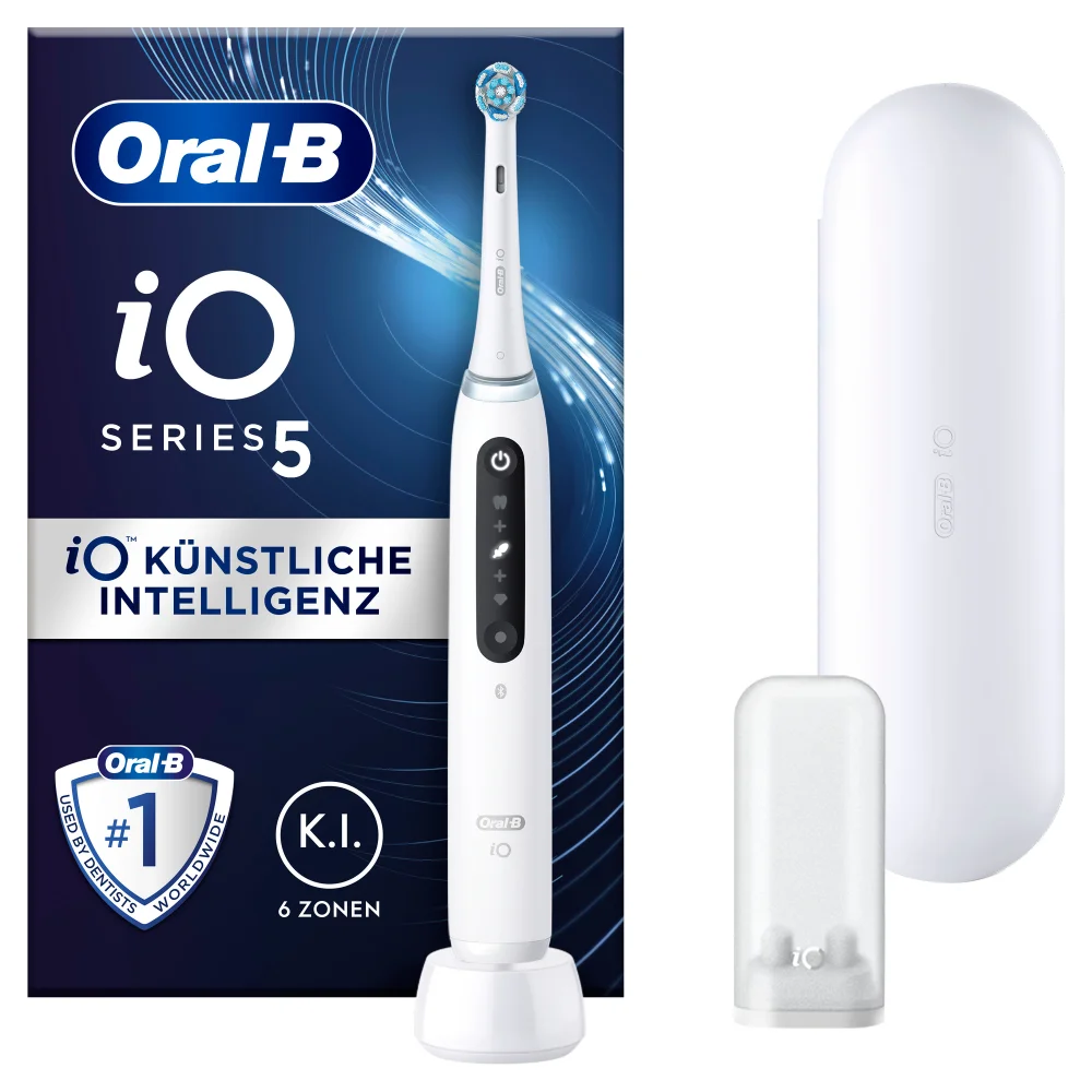Oral-B iO Series 5 Elektrische Zahnbürste, Reiseetui, Quite White Bild 1