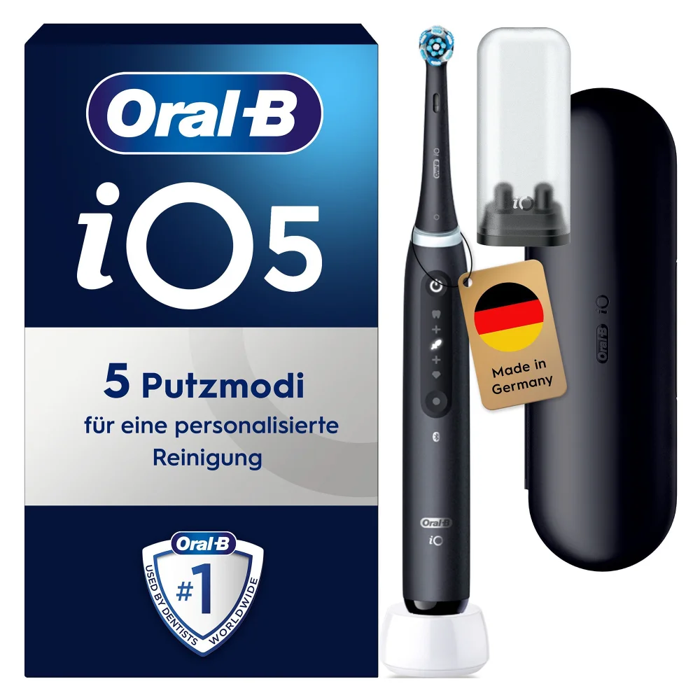 Oral-B iO5 Zahnbürste mit 5 Putzmodi für personalisierte Reinigung.