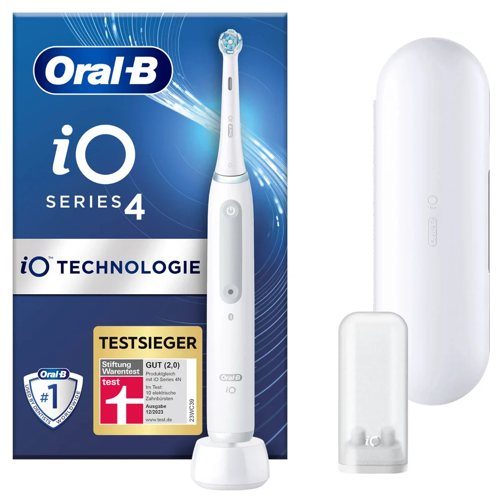 Oral-B iO Series 4 Elektrische Zahnbürste, Reiseetui, Quite White Bild 1