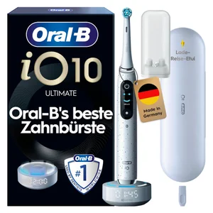 Oral-B iO Series 10 Elektrische Zahnbürste, Lade-Reise-Etui, Stardust White