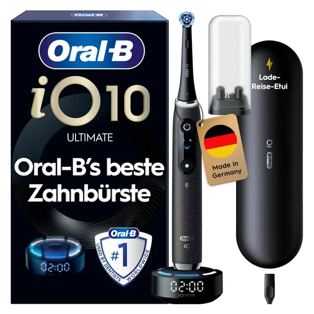 Oral-B iO Series 10 Elektrische Zahnbürste, Lade-Reise-Etui, Cosmic Black