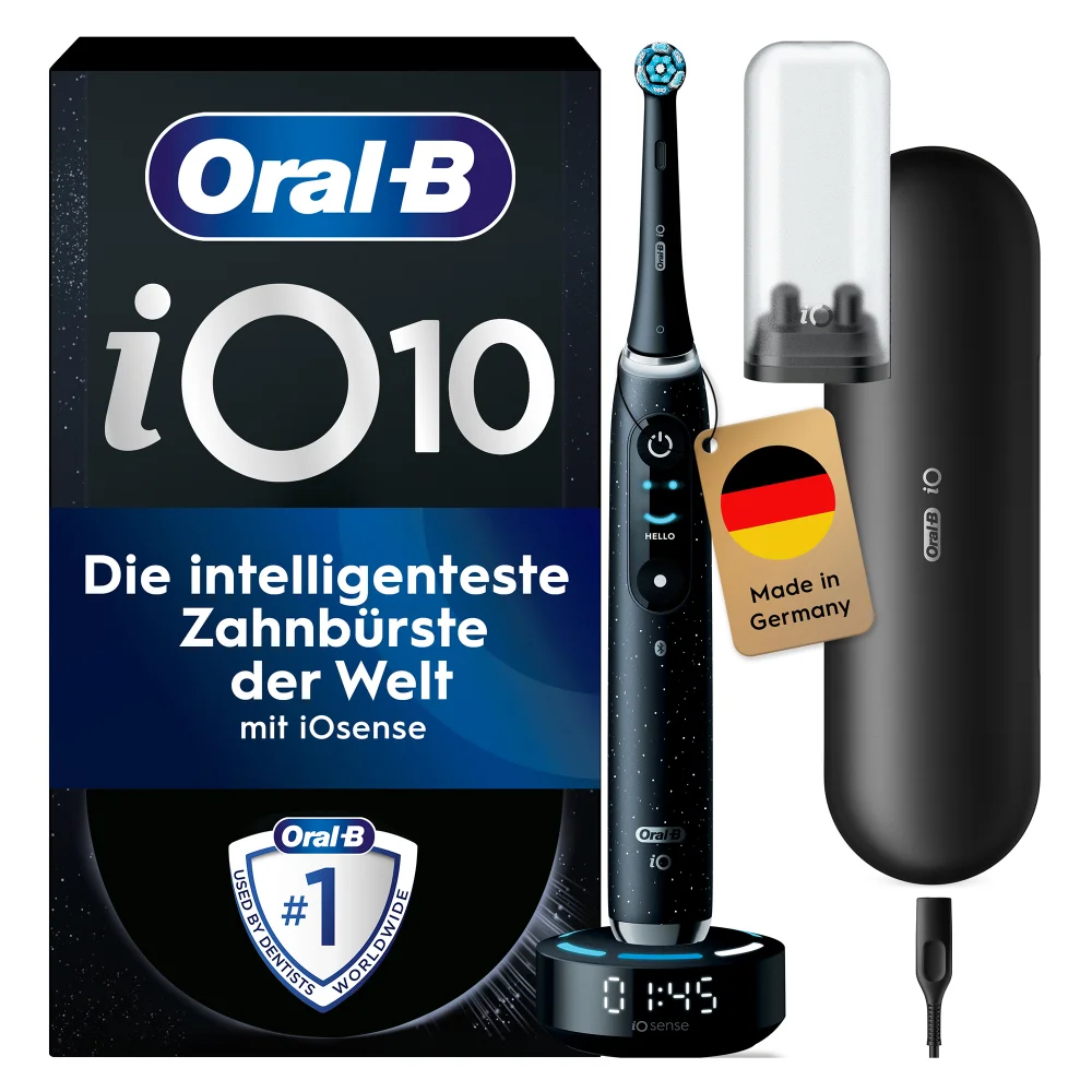 Oral-B iO Series 10 Elektrische Zahnbürste, Lade-Reiseetui, Cosmic Black Bild 1