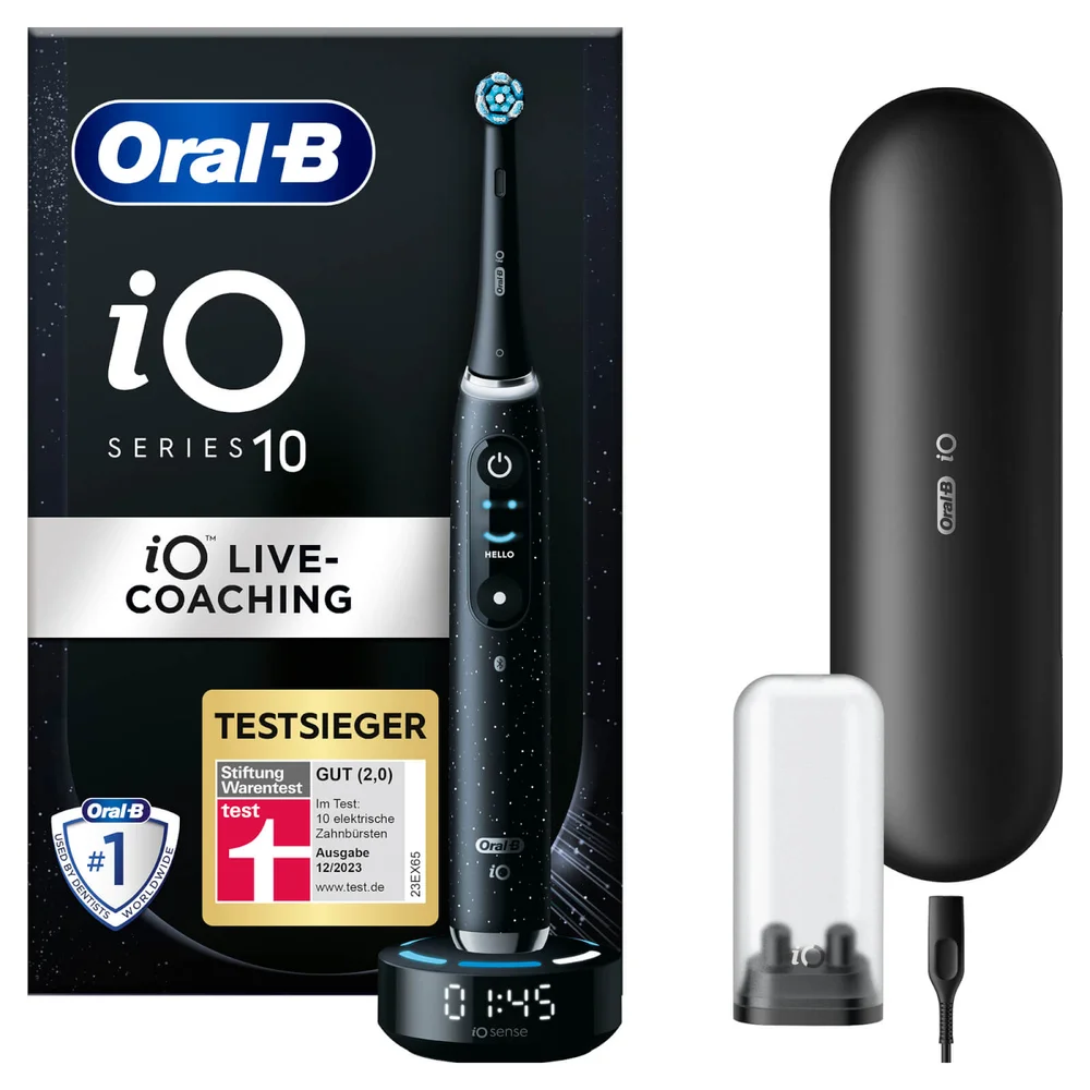 Oral-B iO Series 10 Elektrische Zahnbürste, Lade-Reiseetui, Cosmic Black Bild 1