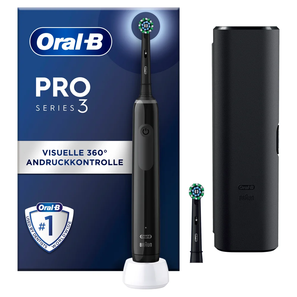 Oral-B Pro Series 3 elektrische Zahnbürste mit 360° Andruckkontrolle und Zubehör.